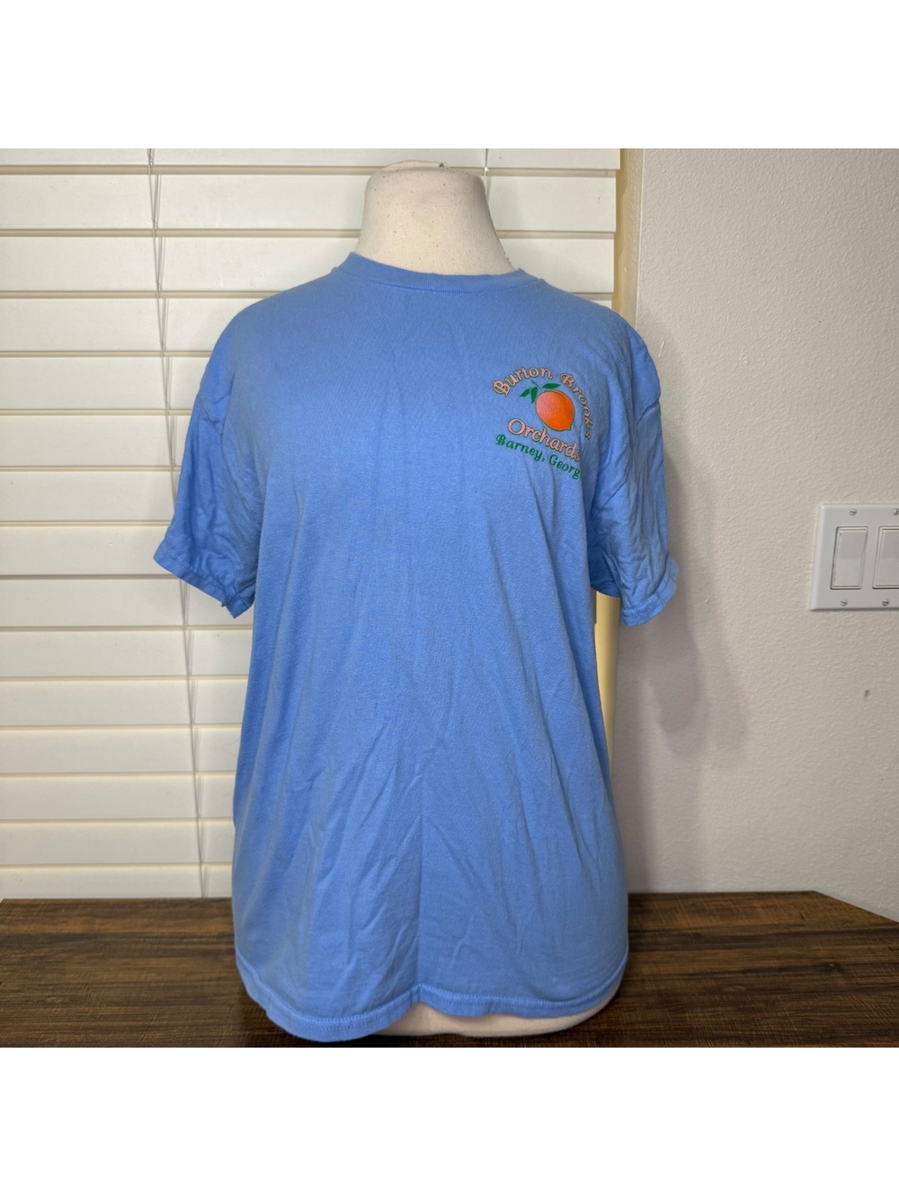 Gildan Burton Brooks Orchards Georgia Grown Light Blue T-Shirt Size Medium